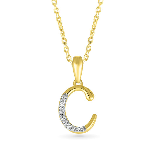 Diamond Accent Lowercase Initial C Pendant in 10K Yellow Gold