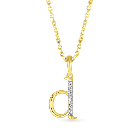 Diamond Accent Lowercase Initial D Pendant in 10K Yellow Gold