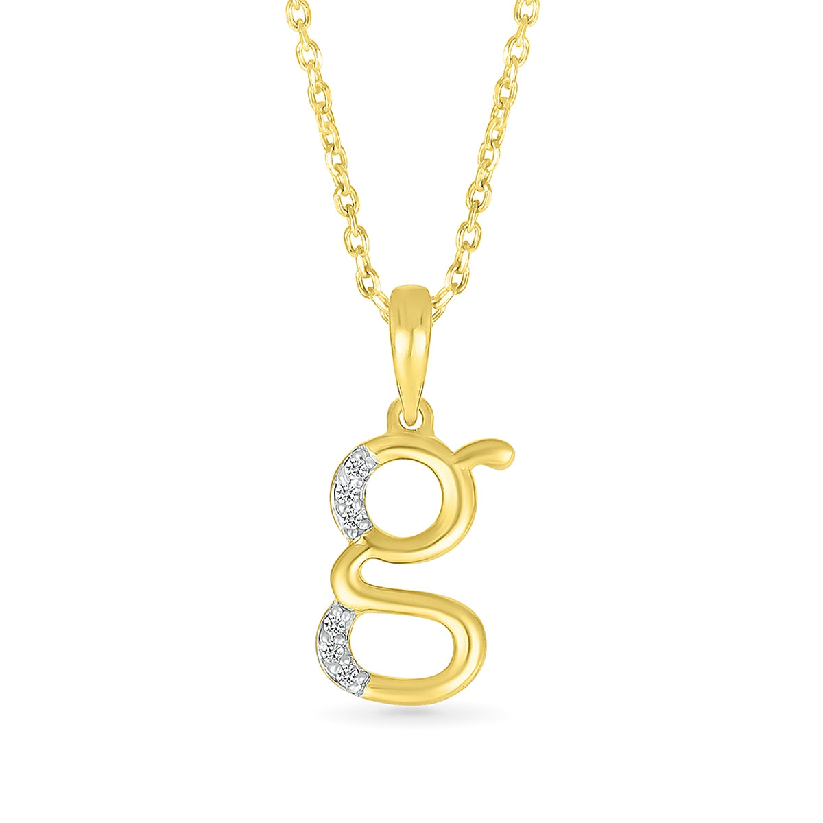 Diamond Accent Lowercase Initial G Pendant in 10K Yellow Gold
