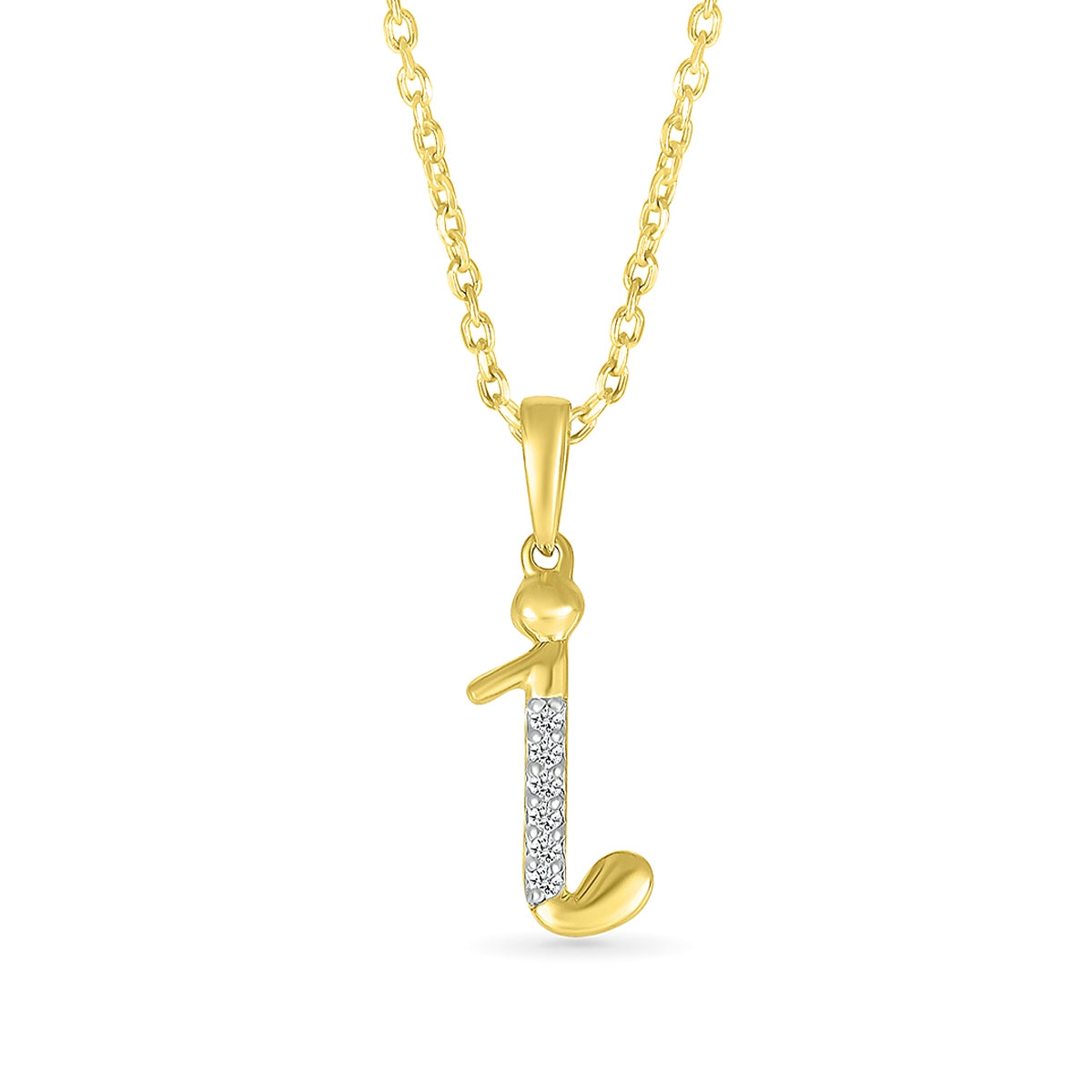 Diamond Accent Lowercase Initial I Pendant in 10K Yellow Gold