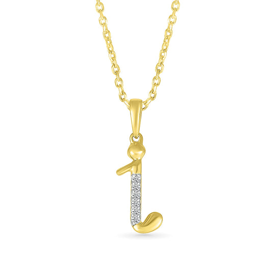 Diamond Accent Lowercase Initial I Pendant in 10K Yellow Gold