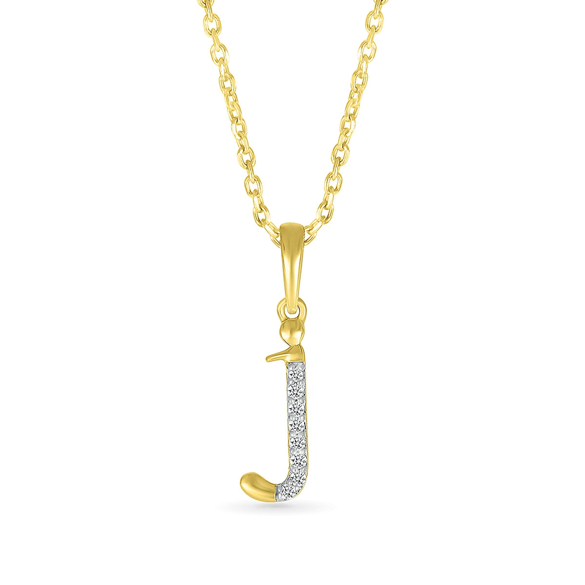 Diamond Accent Lowercase Initial J Pendant in 10K Yellow Gold