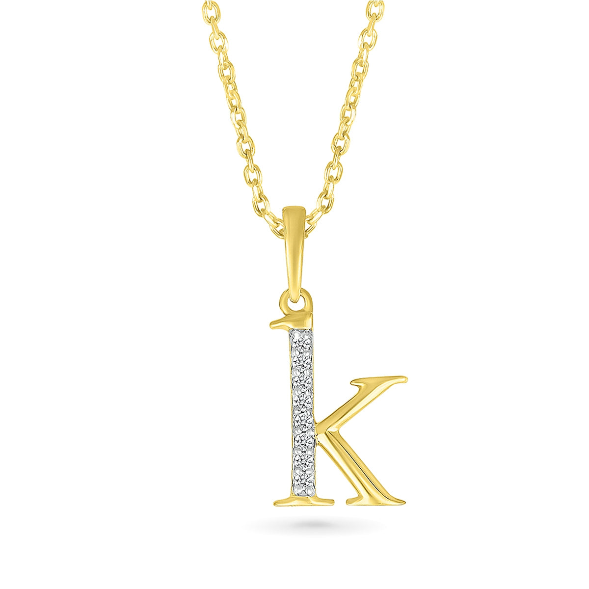 Diamond Accent Lowercase Initial K Pendant in 10K Yellow Gold