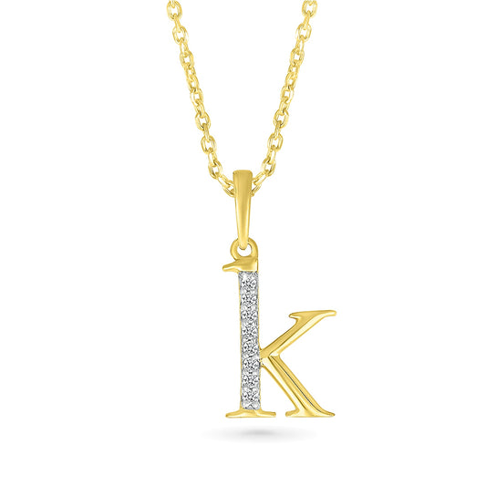 Diamond Accent Lowercase Initial K Pendant in 10K Yellow Gold