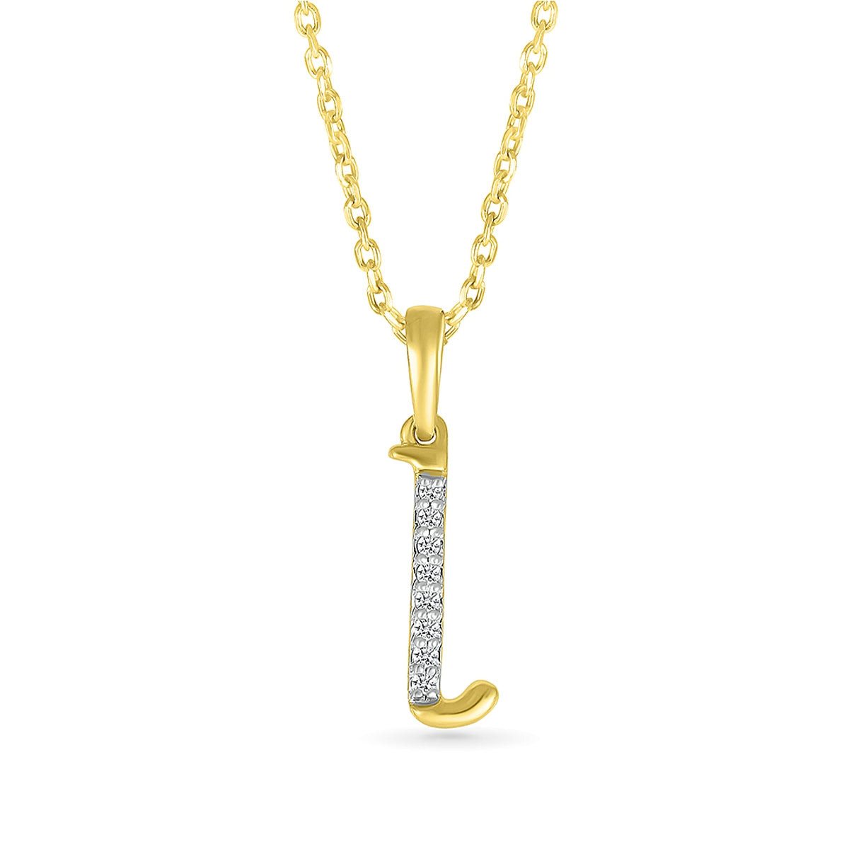 Diamond Accent Lowercase Initial L Pendant in 10K Yellow Gold