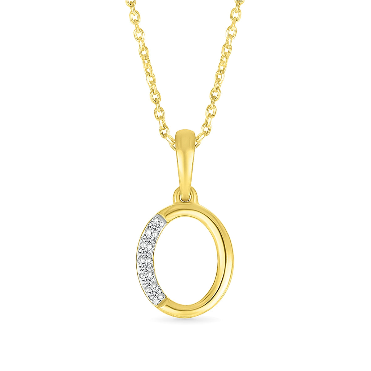 Diamond Accent Lowercase Initial O Pendant in 10K Yellow Gold