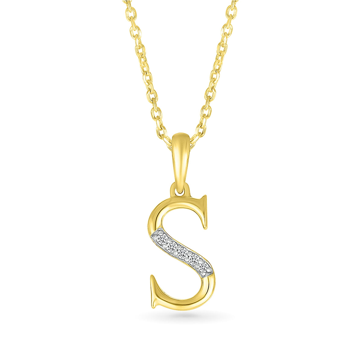 Diamond Accent Lowercase Initial S Pendant in 10K Yellow Gold