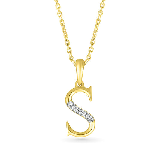 Diamond Accent Lowercase Initial S Pendant in 10K Yellow Gold