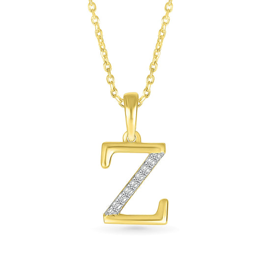 Diamond Accent Lowercase Initial Z Pendant in 10K Yellow Gold