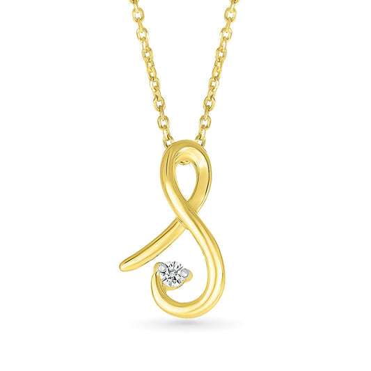 Diamond Accent Lowercase Cursive Initial S Pendant in 10K Yellow Gold