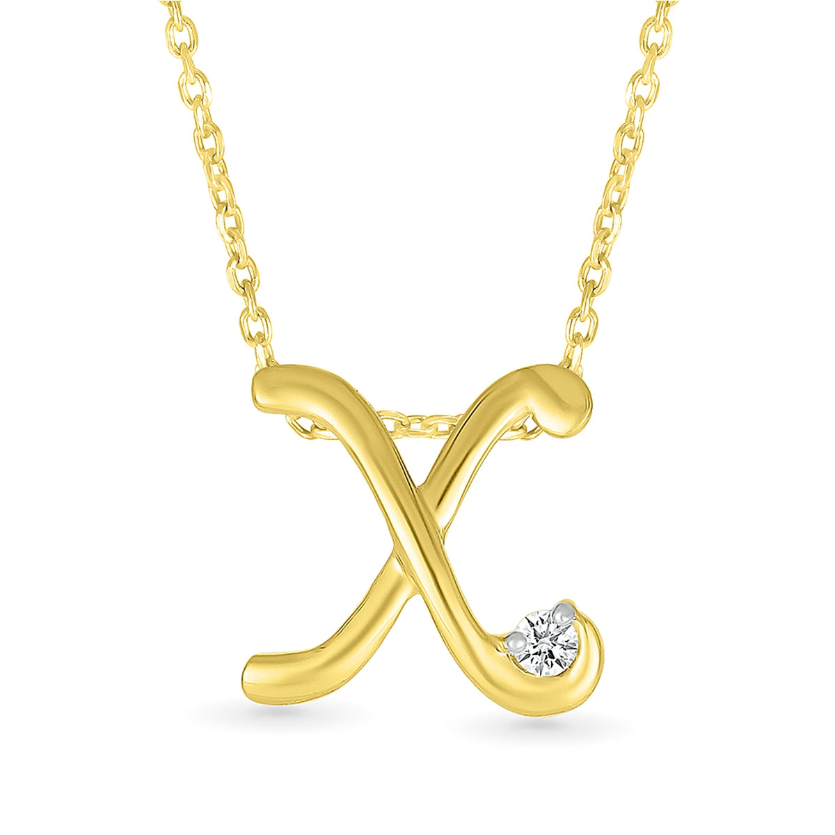 Diamond Accent Lowercase Cursive Initial X Pendant in 10K Yellow Gold