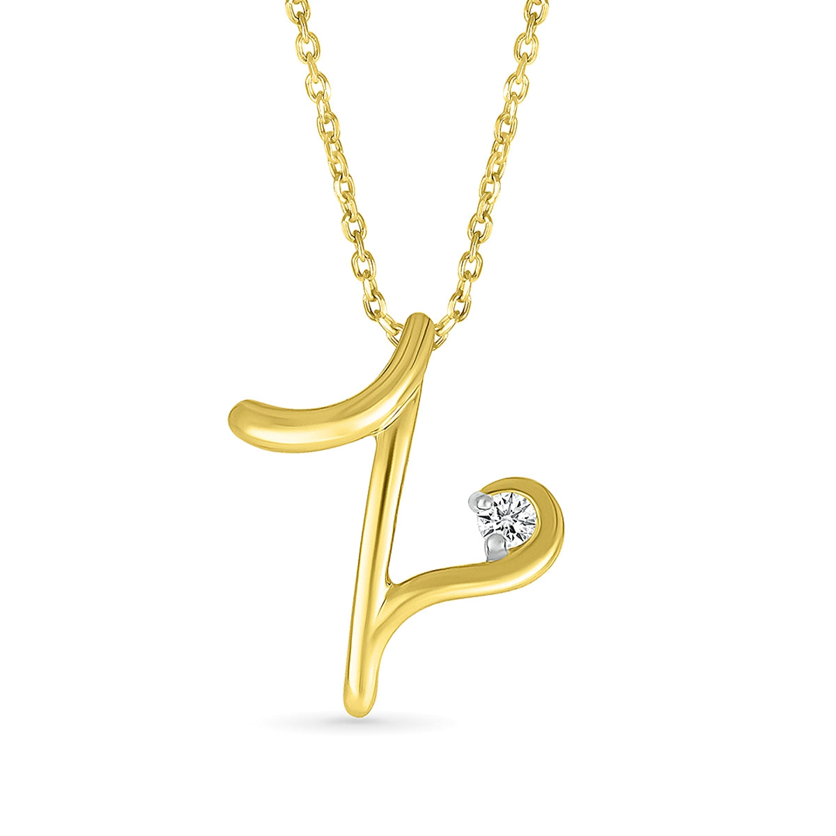 Diamond Accent Lowercase Cursive Initial Z Pendant in 10K Yellow Gold