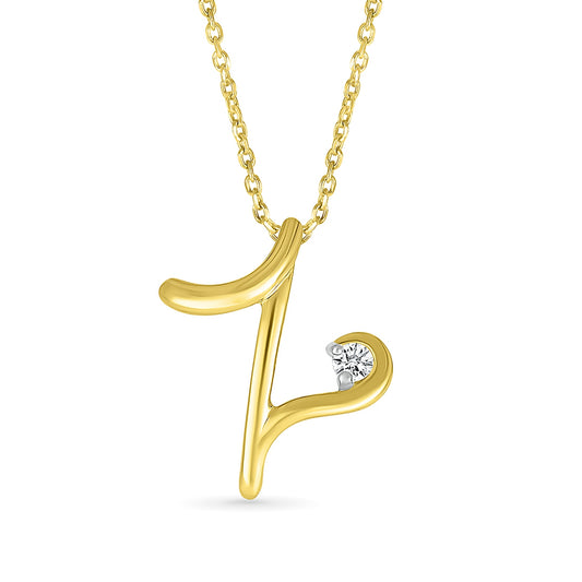 Diamond Accent Lowercase Cursive Initial Z Pendant in 10K Yellow Gold