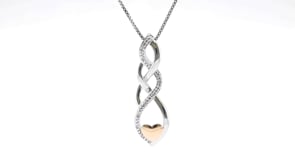 .015 ct. tw. Diamond Accented Spiral Heart Fashion Pendant in 10K Pink Gold & Sterling Silver front view