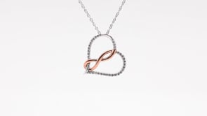 Infinite Love 1/10 ct. tw. Diamond Heart Infinity Pendant in Sterling Silver and 10K Pink Gold close-up detail