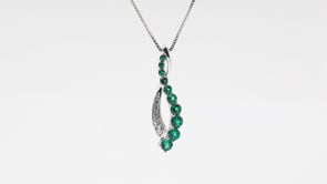 Journey Collection Created Emerald and White Sapphire Pendant in Sterling Silver close-up detail