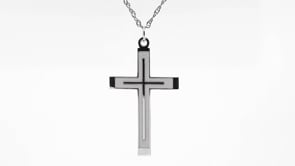 Sterling Silver Laser Designed Cross Pendant/Charm front view