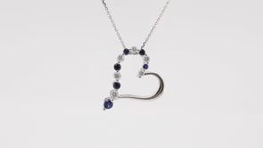 Journey Collection 1/10 ct. tw. Diamond and Blue Sapphire Heart Pendant in 10K White Gold front view
