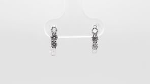 3-Stone 1/2 ct. tw. Diamond Hoop Earrings in 10K White Gold front view