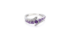 Journey Collection Amethyst and .05 ct. tw. Diamond Ring in Sterling Silver close-up detail