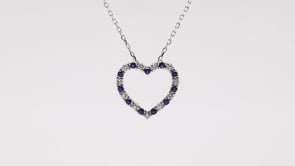 Sapphire and .08 ct. tw. Diamond Heart Pendant in 10K White Gold front view