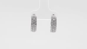 1 ct. tw. Three Row Diamond Hoop Earrings in 14 K White Gold front view