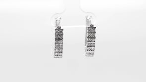 1 ct. tw. Diamond Bar Hoop Earrings in 10K White Gold front view