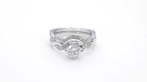 Noventa 1-1/2 ct. tw. Round Brilliant Diamond Twist Wedding Set in 14K White Gold angled view