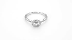 1/4 ct. tw. Diamond Semi-Mount Engagement Ring with Octagon Halo in 14K White Gold close-up detail