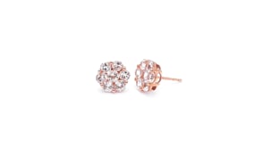 Morganite Cluster Earrings in 10K Pink Gold front view