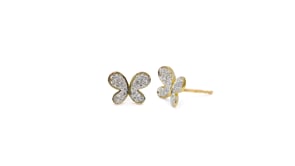 1/5 ct. tw. Diamond Pave Butterfly Fashion Earrings in 10K Yellow Gold front view