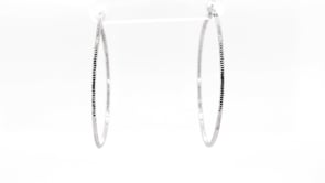 Diamond Cut Round Hoop Earrings in Sterling Silver front view