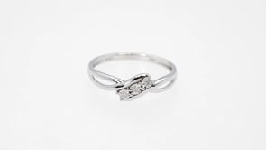 3-Stone Diamond Promise Ring with Miracle Plated Halos in 10K White Gold close-up detail