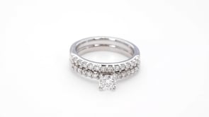 Natural 1 ct. tw. Round Brilliant Diamond Wedding Set in 14K White Gold side profile