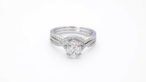 Fairytale Diamonds 7/8 ct. tw. Oval Composite Wedding Set with Side Twisted Band in 10K White Gold side profile