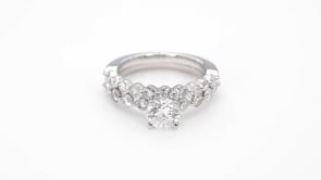 Noventa 2-1/10 ct. tw. Round Brilliant Prong Set Diamond Wedding Set in 14K White Gold close-up detail