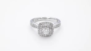 Amaura 7/8 ct. tw. Round Brilliant Diamond Double Halo Engagement Ring in 14K White Gold side profile