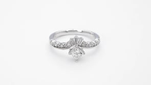 Timeless Collection 3/4 ct. tw. Princess Cut Diamond Engagement Ring with Round Brilliant & Baguette Band in 14K front view