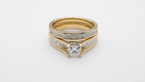 Natural 1-1/2 ct. tw. Princess Cut Diamond Channel Wedding Set in 14K Yellow Gold side profile