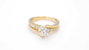 Natural 1-1/2 ct. tw. Round Brilliant Diamond Engagement Ring in 14K Yellow Gold front view