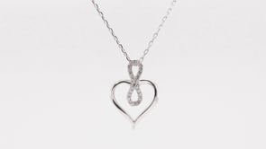 Infinite Love 1/10 ct. tw. Diamond Heart Infinity Pendant in Sterling Silver front view