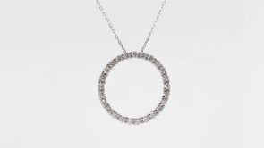 1 ct. tw. Diamond Circle Pendant in 10K White Gold close-up detail