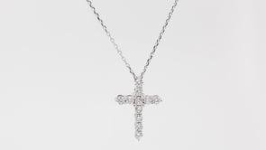 1 ct. tw. Diamond Cross Pendant in 10K White Gold close-up detail