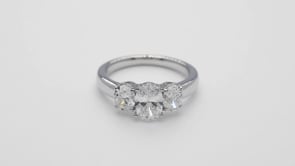 Adamante 2 ct. tw. Lab-Grown Oval Diamond 3-stone Ring in 10K White Gold close-up detail
