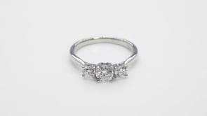 Adamante 1 ct. tw. Lab-Grown Round Brilliant Diamond 3-Stone Ring in 10K White Gold close-up detail