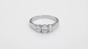 Adamante 1 ct. tw. Lab-Grown Oval Diamond 3-Stone Ring in 10K White Gold close-up detail