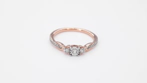 Infinite Love 1/3 ct. tw. Diamond 3-Stone Promise Ring in 10K Pink Gold close-up detail