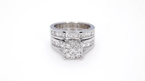 2 ct. tw. Round Cluster Diamond Wedding Set in 14K White Gold side profile