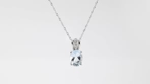 Oval Aquamarine & Diamond Pendant in 10K White Gold close-up detail
