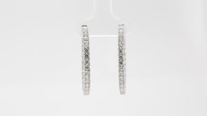 3 ct. tw. Diamond Inside Out Hoop Earrings in 14K White Gold front view